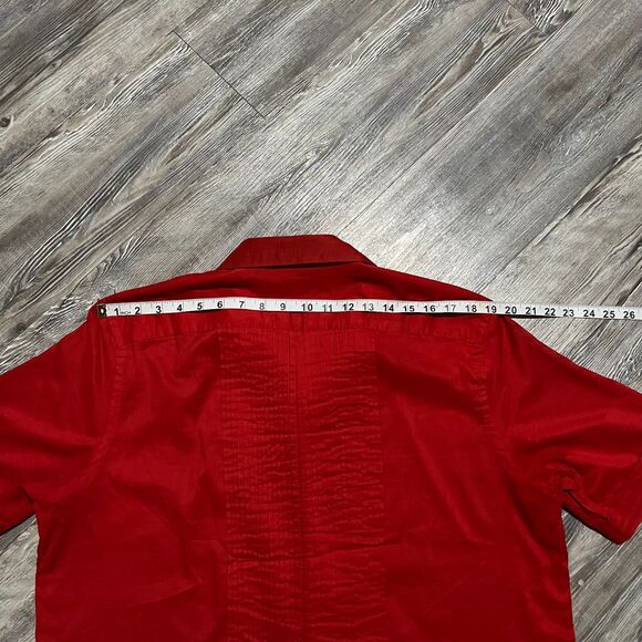 Donna Karan NY Red Pleated Cotton Shirt L Hong Kong - Picture 5 of 7